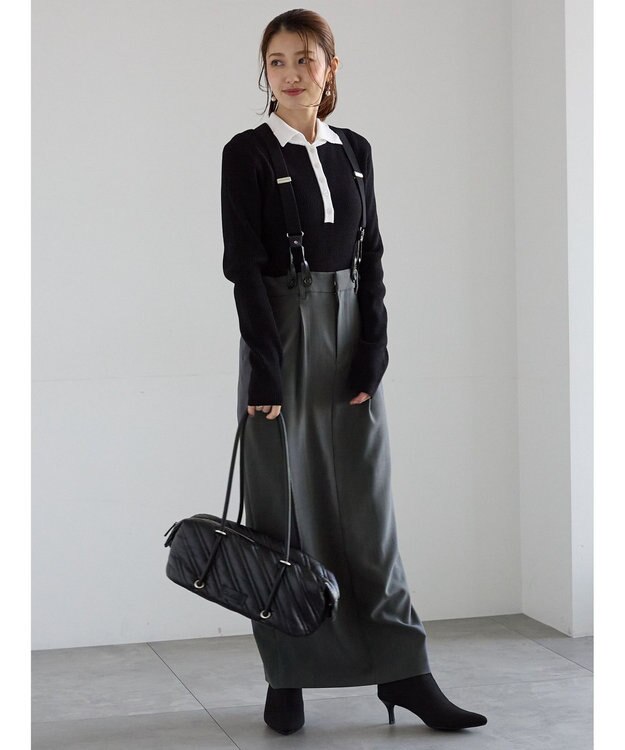 Te chichi サスペンダータイトスカート グレー