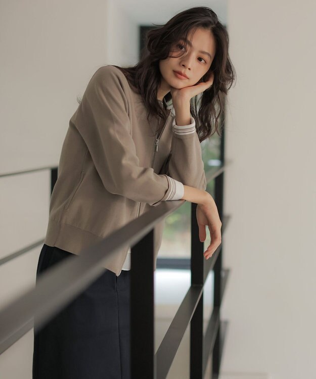 J.PRESS LADIES INTERLOCK ニット ブルゾン モカカーキ系
