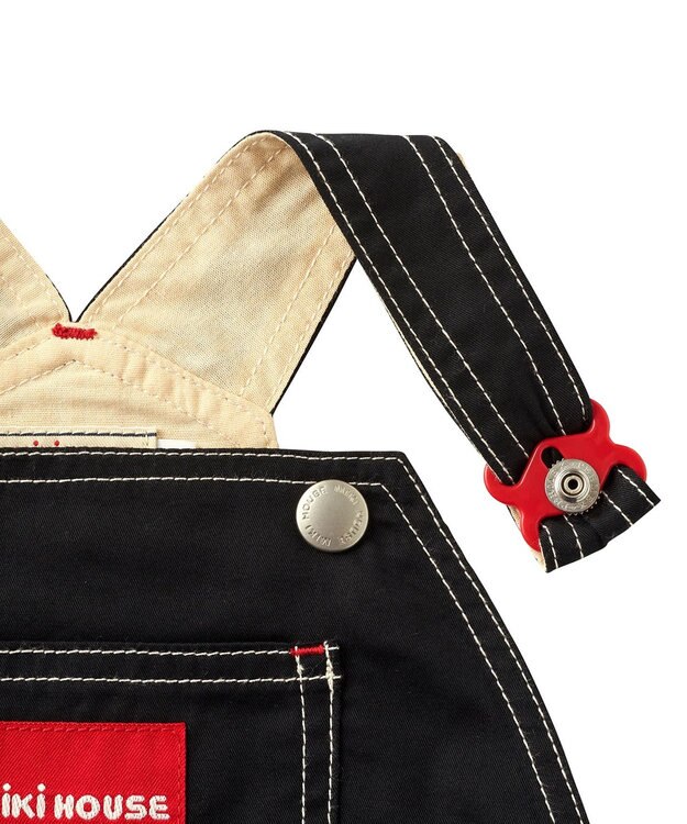 MIKI HOUSE HOT BISCUITS 【ミキハウス】【70-100cm】６分丈オーバーオール 黒