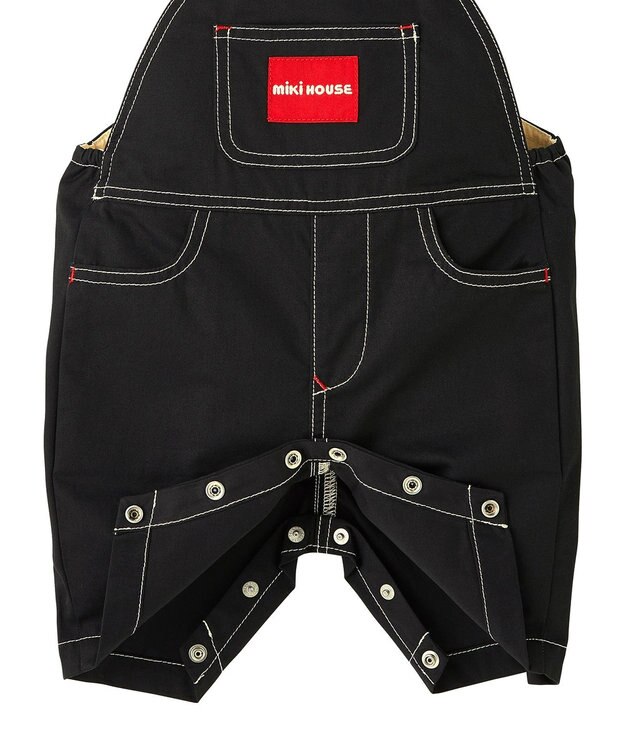 MIKI HOUSE HOT BISCUITS 【ミキハウス】【70-100cm】６分丈オーバーオール 黒