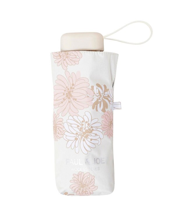 MOONBAT 【一級遮光/コンパクト】PAUL & JOE 晴雨兼用 日傘 折りたたみ日傘 軽量 総柄クリザンテーム 遮熱 UV ホワイト