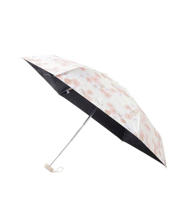 MOONBAT 【一級遮光/コンパクト】PAUL & JOE 晴雨兼用 日傘 折りたたみ日傘 軽量 総柄クリザンテーム 遮熱 UV ホワイト