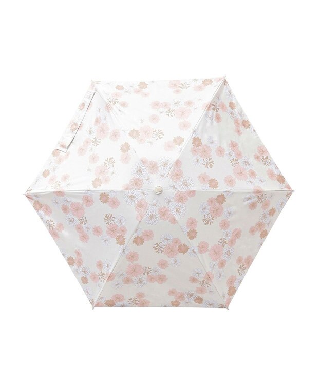 MOONBAT 【一級遮光/コンパクト】PAUL & JOE 晴雨兼用 日傘 折りたたみ日傘 軽量 総柄クリザンテーム 遮熱 UV ホワイト