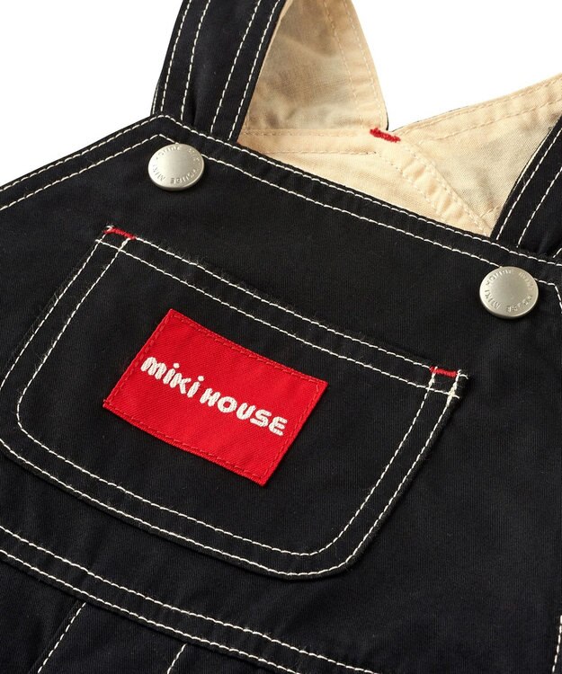 MIKI HOUSE HOT BISCUITS 【ミキハウス】【70-100cm】６分丈オーバーオール 黒