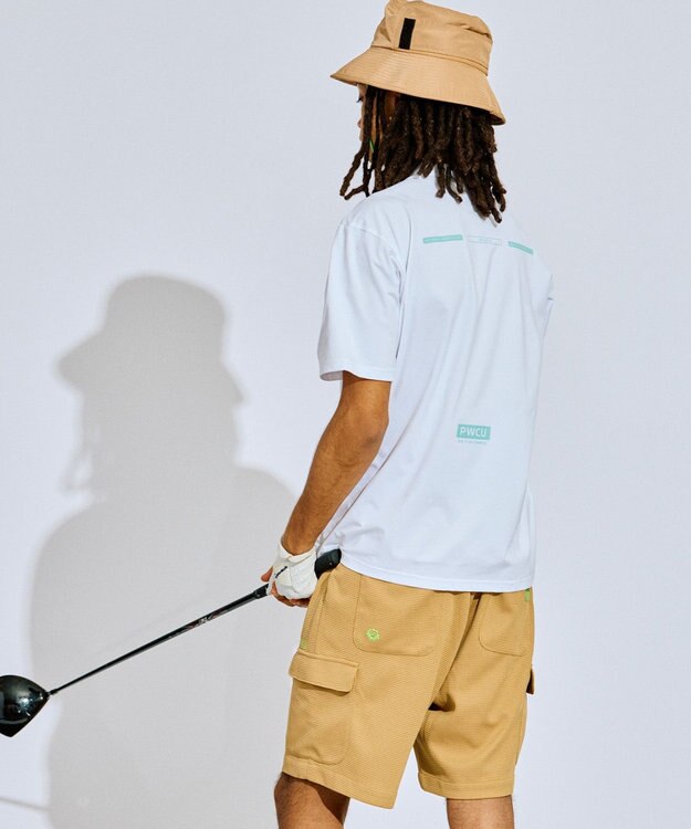 PW CIRCULUS 【UV遮蔽率99% UVカット / 速乾 / ストレッチ】【GOLF OUT掲載】【MEN】アニマルグラフィックモックネックT ゴルフ ホワイト系