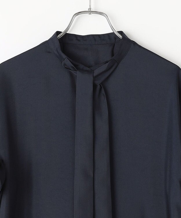 #Newans 【ANSWER for 骨格ウェーブ】リボンタイブラウス ネイビー系