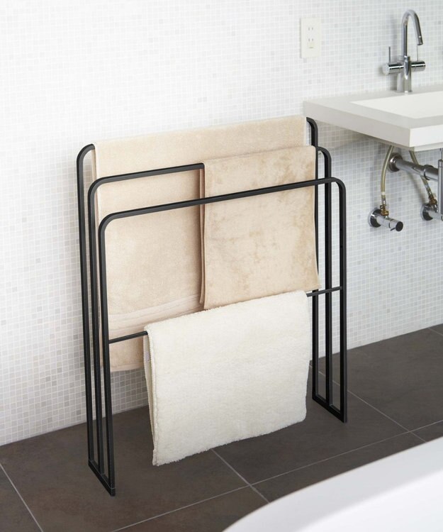 tower 横から掛けられるバスタオルハンガー 3連 タワー ブラック ブラック