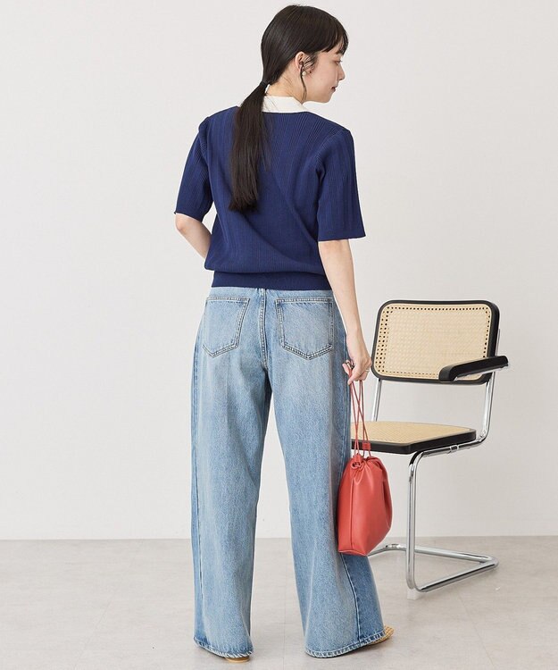 AMERICAN HOLIC 襟配色ニットポロ Navy