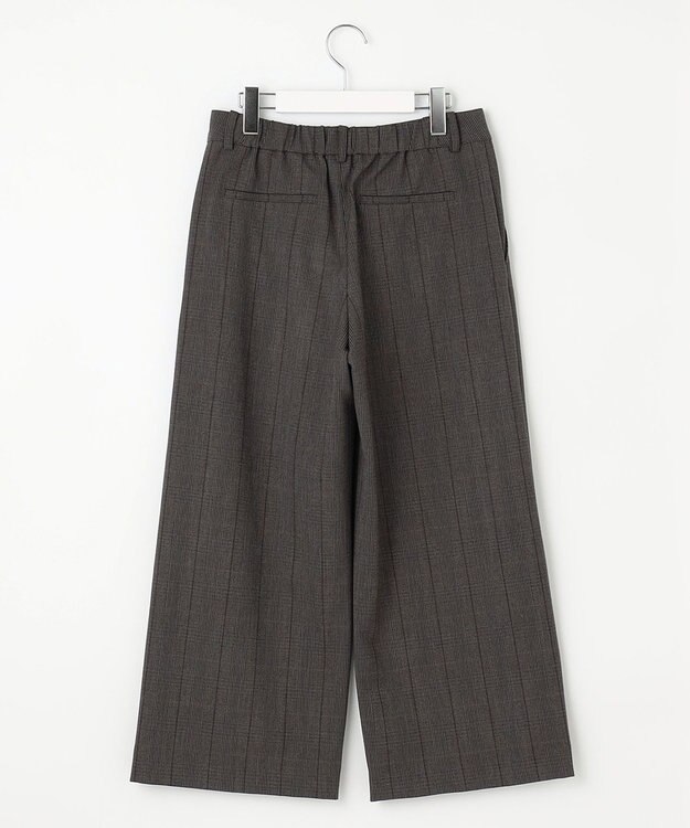 J.PRESS LADIES 【洗える】T/Rアルガンシルク チェック ワイド パンツ ブラウン系3