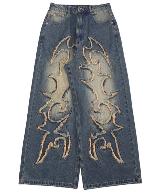 WEGO 【ユニセックス着用ITEM】フリンジデニムパンツ 柄3