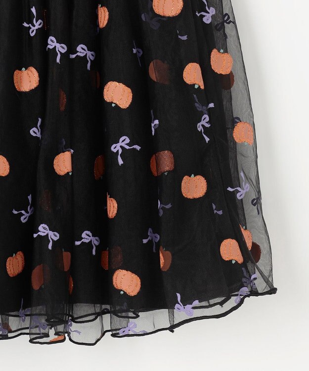 ANY KIDS ラメチュールフレアスカート ブラック×カボチャ