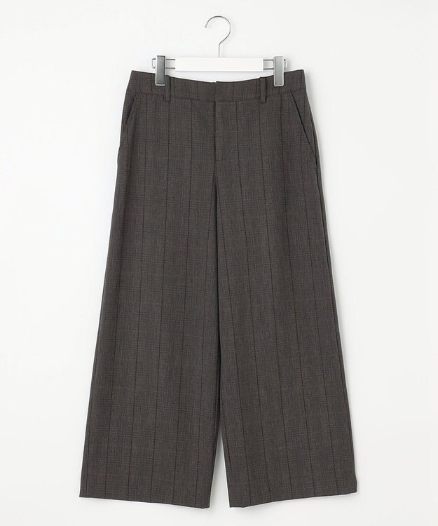 J.PRESS LADIES 【洗える】T/Rアルガンシルク チェック ワイド パンツ ブラウン系3