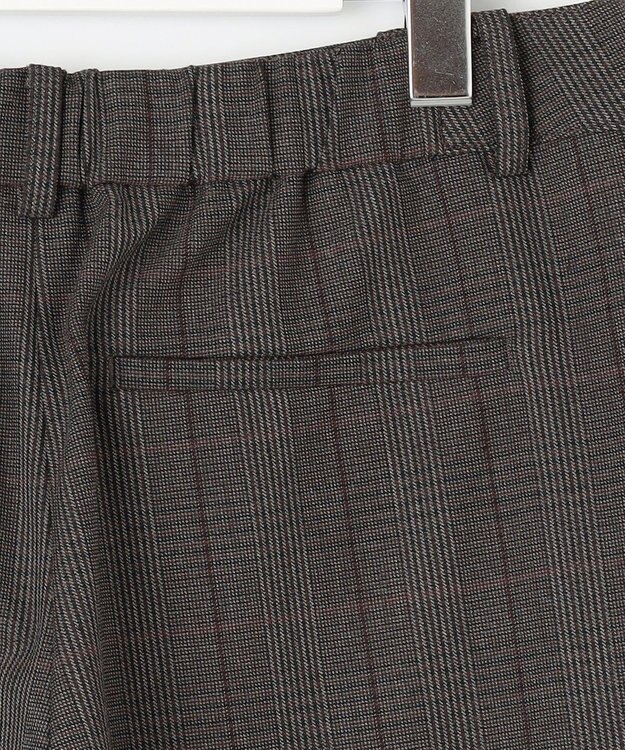 J.PRESS LADIES 【洗える】T/Rアルガンシルク チェック ワイド パンツ ブラウン系3