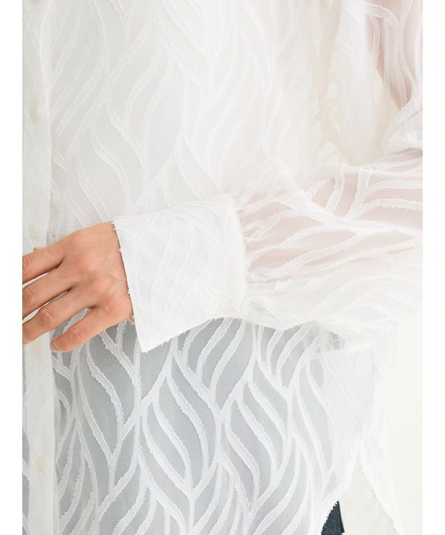 Green Parks ２ＷＡＹ　リーフジャガードシアーシャツ Off White