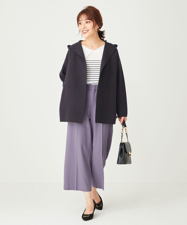 ANY SIS 【保温性あり/洗える】サーモ 2WAYストレッチ ワイドパンツ ラベンダー