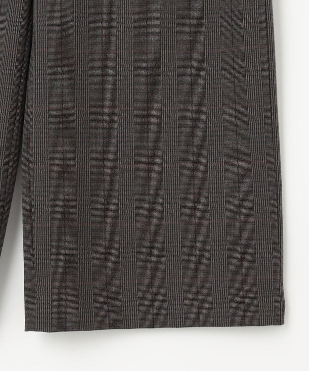 J.PRESS LADIES 【洗える】T/Rアルガンシルク チェック ワイド パンツ ブラウン系3