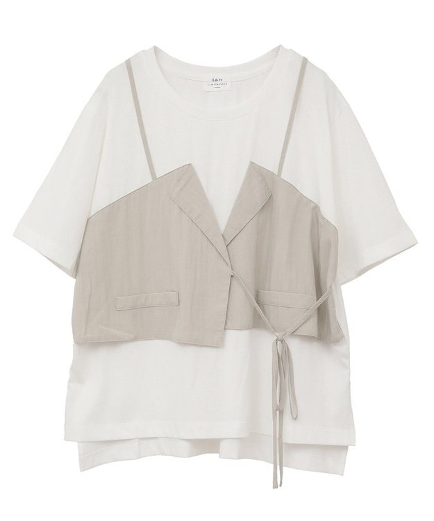 YECCA VECCA ビスチェレイヤード風デザインTee White