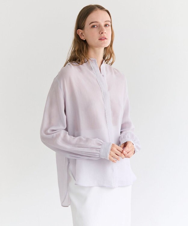 BEIGE， PAULINE / リネンヴィスコースレースブラウス Lilac