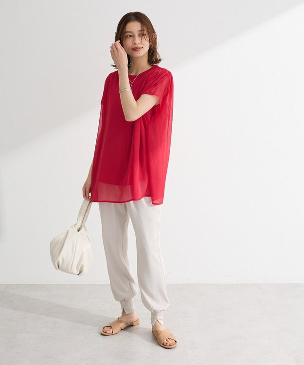 Green Parks 楊柳ドッキングフレンチプルオーバー Pink