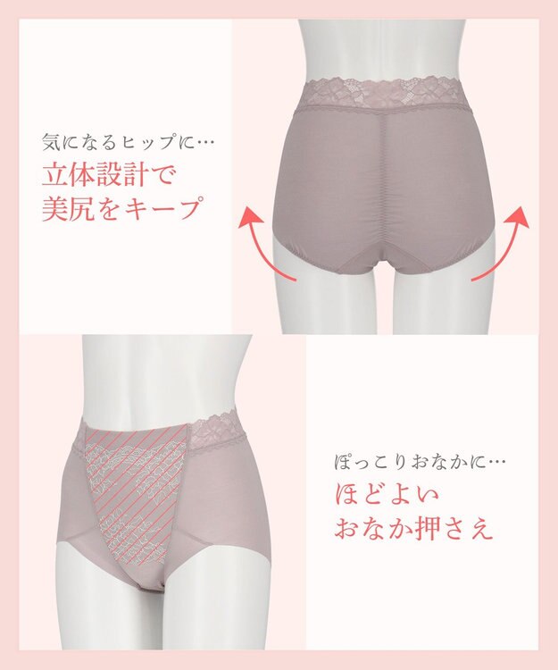 Wing 補整ショーツ 適度におなかとヒップをととのえる よく伸びる綿混素材(身生地) 【Ｐパンツ】 はきこみ丈ふかめ KJ4221 ウイング／ワコール グレー