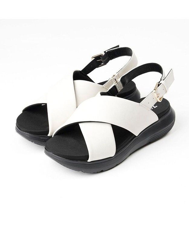 AcureZ オトナのスポサン クロスベルトデザイン「軽×ラクサンダル」 ダークホワイト×ブラック