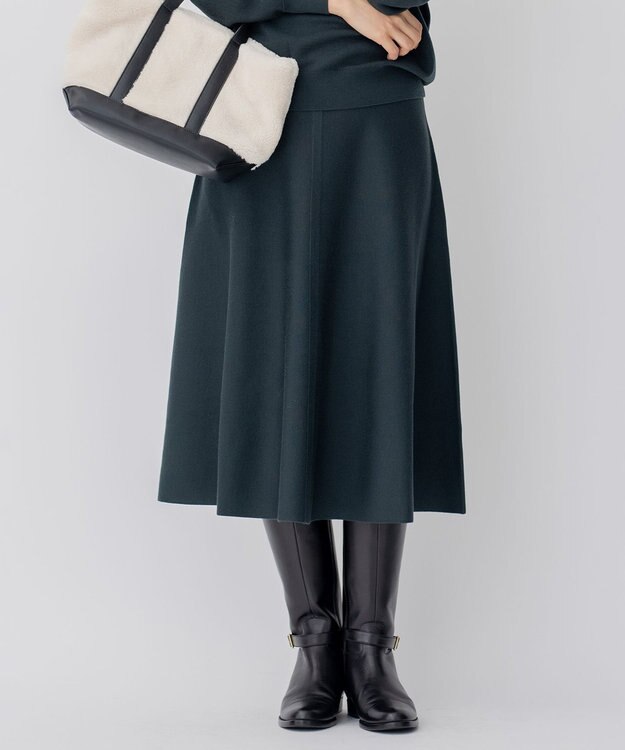 23区 ウールブレンド ニットスカート ダークグリーン系
