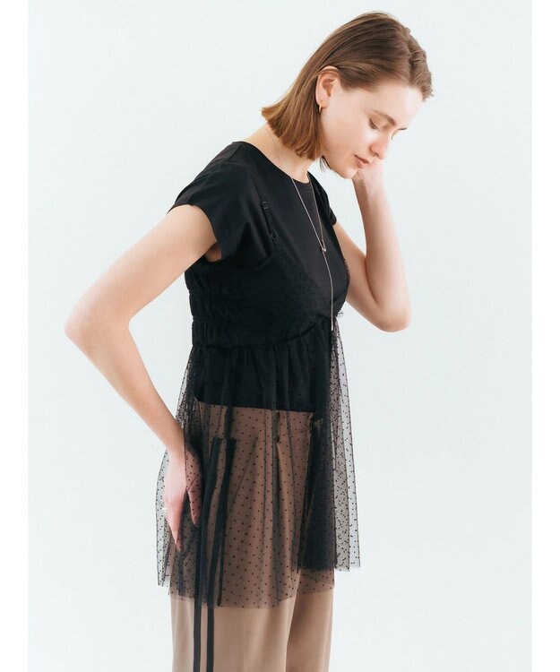 YECCA VECCA 【2点SET】マルチwayチュールオーバーキャミSET/Tee Black