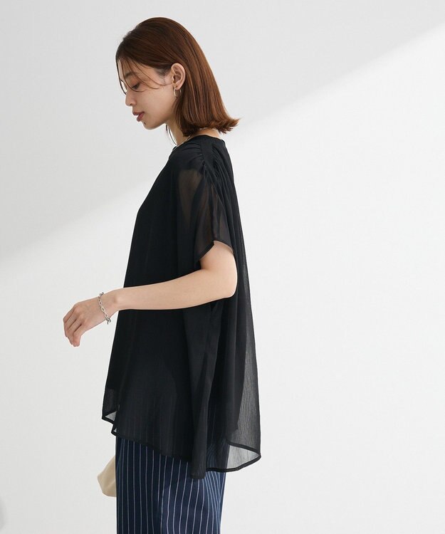 Green Parks 楊柳ドッキングフレンチプルオーバー Black