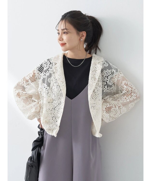 earth music&ecology レースジャケット Ivory