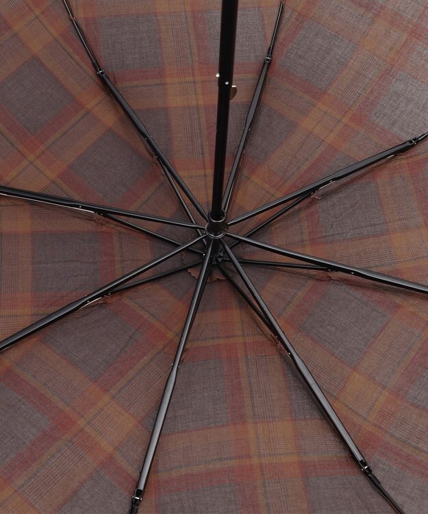 自由区 エアリーチェック アンブレラ ブラウン系チェック