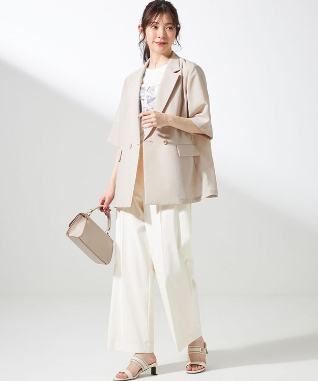 ANY SIS 【接触冷感・速乾・UVカット・洗える】スイートクール ジャケット ライトベージュ