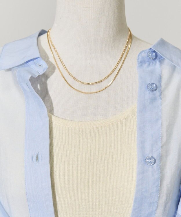 AMERICAN HOLIC 2連ワイドチェーンネックレス Gold