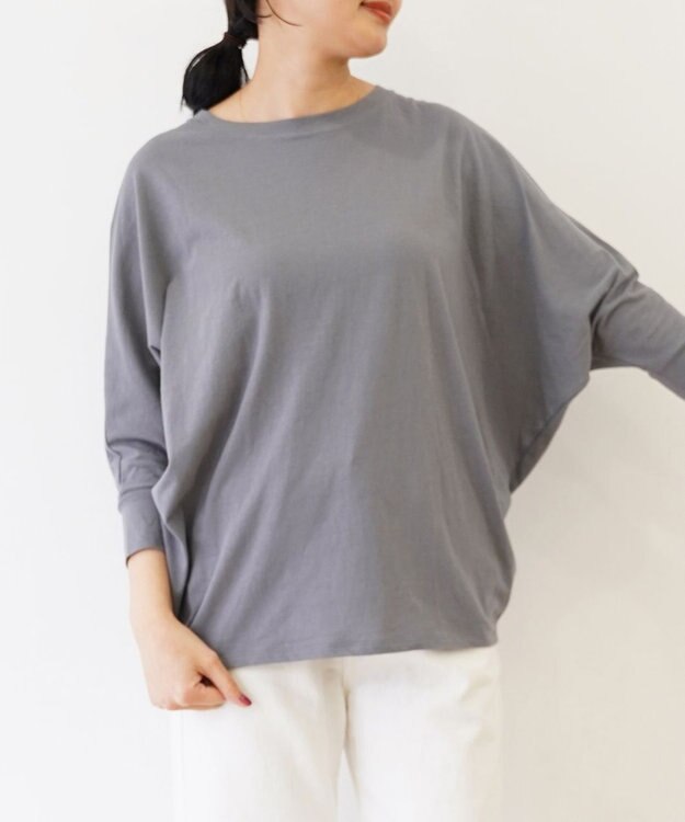 TOQUE 〈大草直子さんアドバイザー〉 【天然素材】タンギスコットン天竺ドルマンTシャツ チャコールグレー