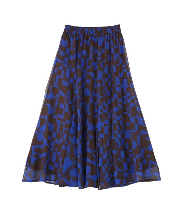 YECCA VECCA アート柄シアーロングスカート Brown