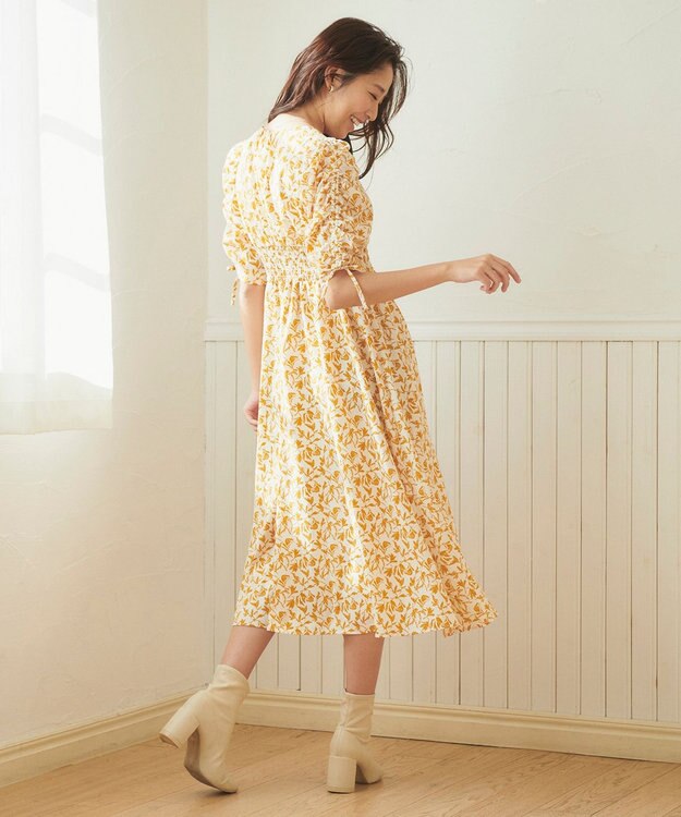 Feroux フラワープリント ワンピース ホワイト系1