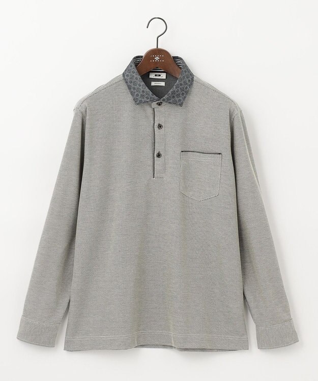 JOSEPH ABBOUD 【キングサイズ・オーガニックコットン】長袖ダディポロシャツ ブラック系