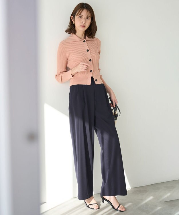 UNFILO 襟付きクロップドカーディガン アプリコット