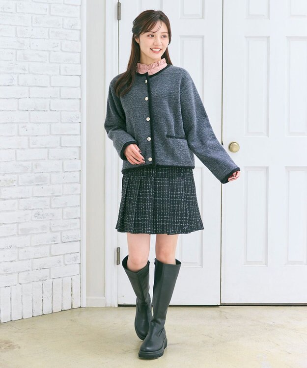 Feroux プリーツミニ スカート ブラック系1