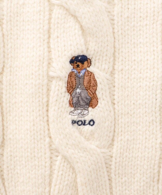 AURORA 【 POLO RALPH LAUREN（ポロ ラルフ ローレン） 】Polo ベア ケーブルニット ウールブレンド マフラー クリーム
