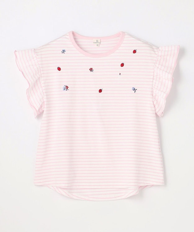 組曲 KIDS 【150-160㎝】 フルーティーボーダーTシャツ ピンク
