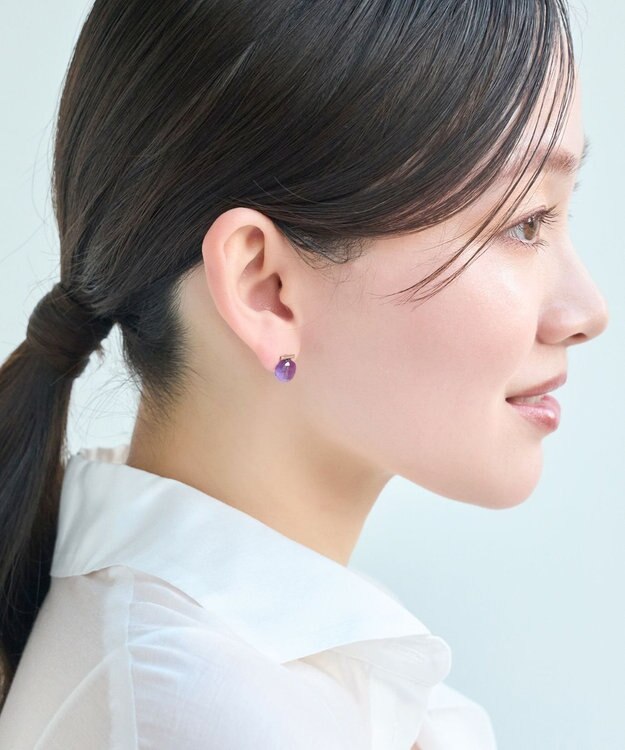 Phoebe 【金属アレルギー対応】パワーストーンバーピアス　アメシスト/天然石 パープル