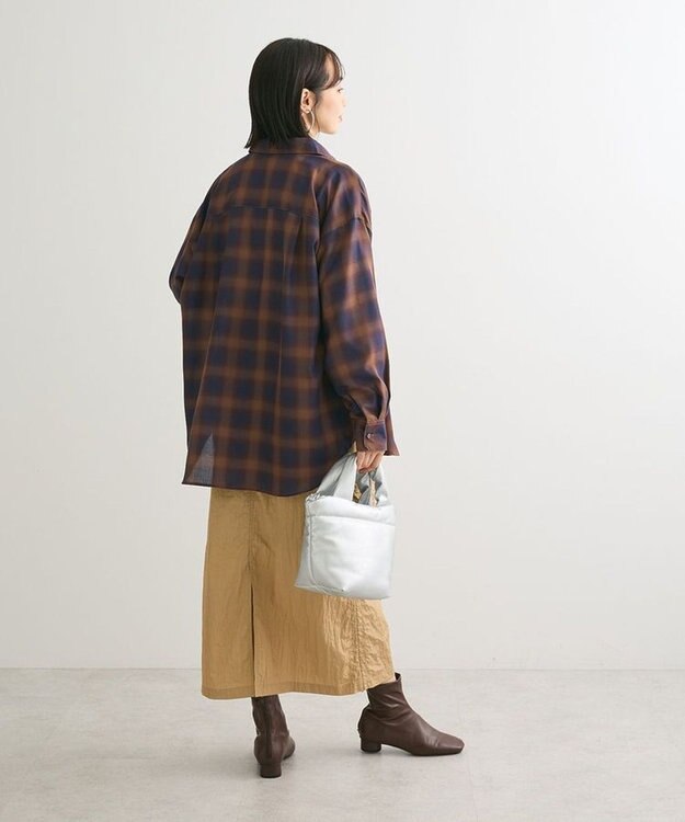 Green Parks オンブレーチェックライトシャツ Brown