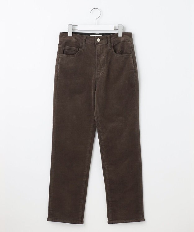 自由区 【洗える】リブレスコール ストレートパンツ カーキ系