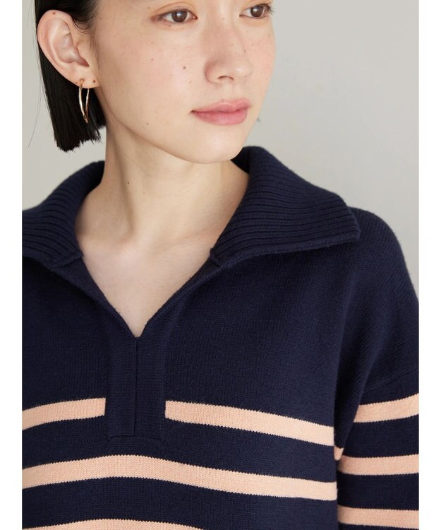 AMERICAN HOLIC バイパチ衿付きニットチュニック Navy