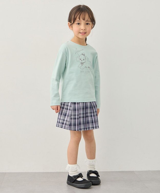 ANY KIDS 【一部店舗/WEB限定】【綿100%】プリント 長袖Tシャツ ミント×イヌ