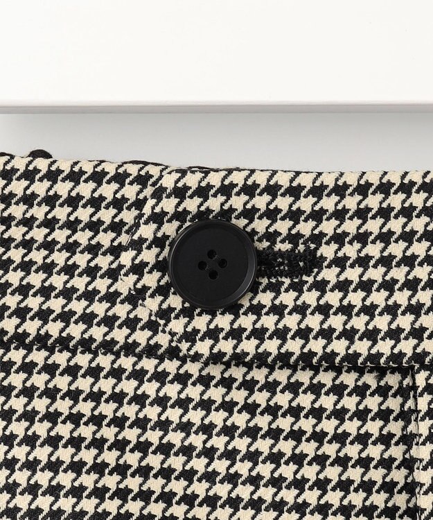 23区 L 【洗える】ガンクラブチェックストレッチ アンクル パンツ ブラック系3