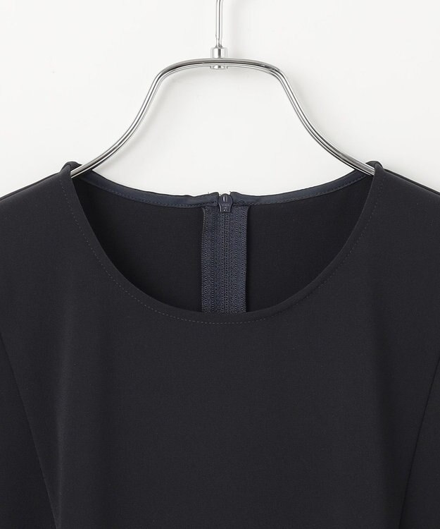 #Newans ＜亀恭子さんコラボ＞取り外し可能ケープ付きペプラムブラウス ネイビー