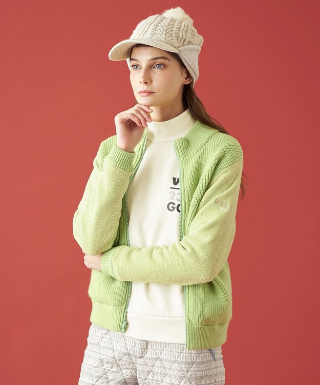 23区GOLF 冬の暖か名品トップス【WOMEN】ストレッチ 裏フリース ホワイト系
