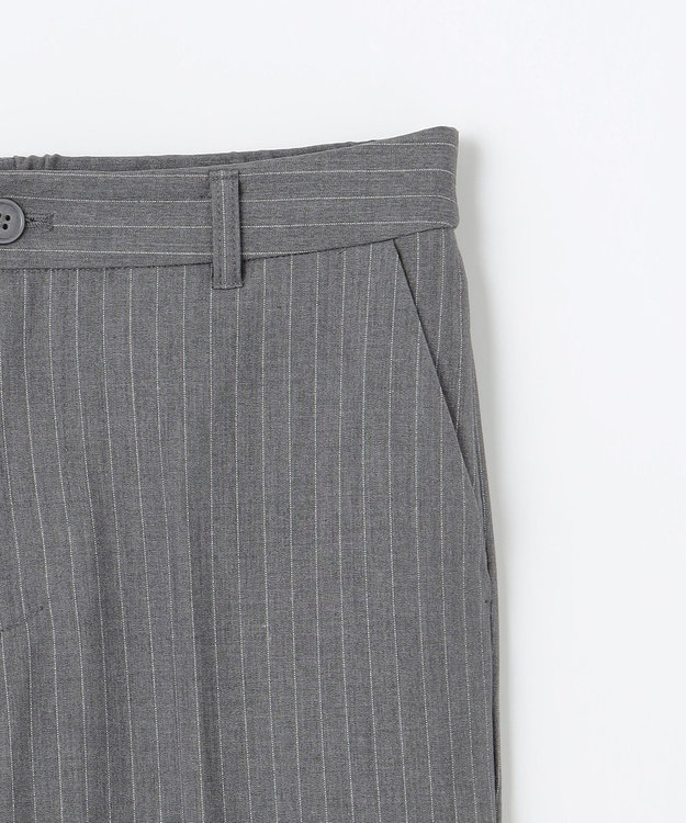 ANY L 【洗濯機可/ウエストゴム/２ＷＡＹストレッチ】テーパードパンツ グレーストライプ