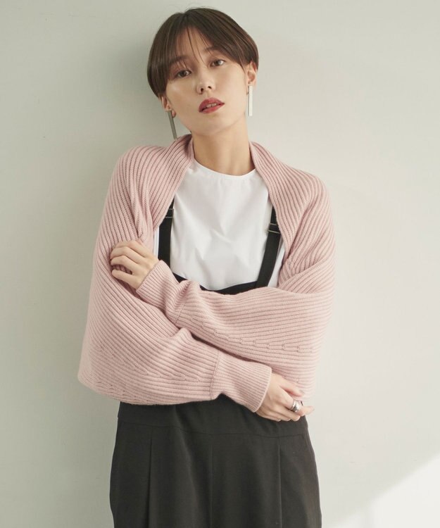 #Newans 【洗える】エアリーウールボレロカーディガン ライトピンク系